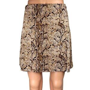 Reformation Brown Snakeskin Snake Animal Print Mini Straight Pencil Skirt Size 8